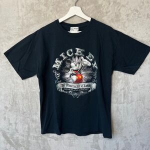 Mickey The American Classic Shirt Mens Disneyland Resort Black Sz Large Puff Ink